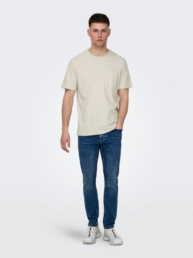 Only & Sons Regular Fit T-shirt Beige Heren - Foto 4