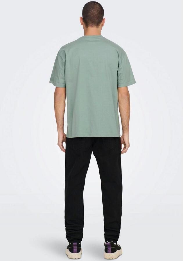 Only & Sons T-shirt met geribde ronde hals model 'FRED' - Foto 3