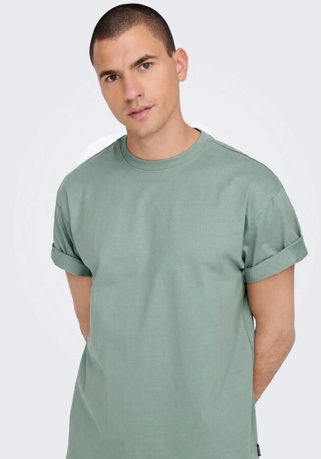Only & Sons T-shirt met geribde ronde hals model 'FRED' - Foto 4