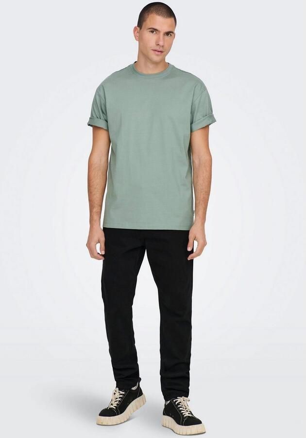 Only & Sons T-shirt met geribde ronde hals model 'FRED' - Foto 5