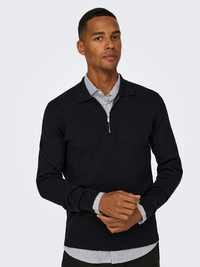 ONLY & SONS Trui met polokraag ONSCOOPER REG LS 12 HALF ZIP POLO - Foto 3