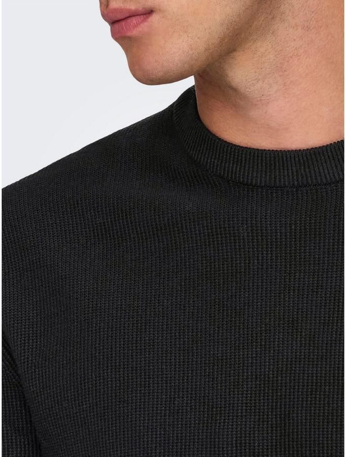 ONLY & SONS Trui met ronde hals ONSTONY DS 12 LS WAFFLE CREW KNIT