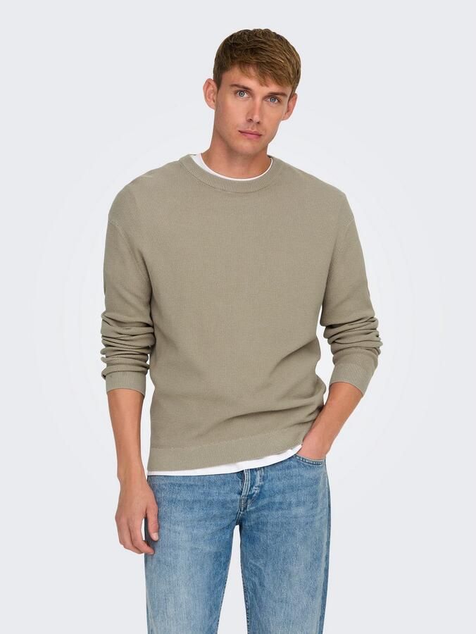 ONLY & SONS Trui met ronde hals ONSTONY DS 12 LS WAFFLE CREW KNIT