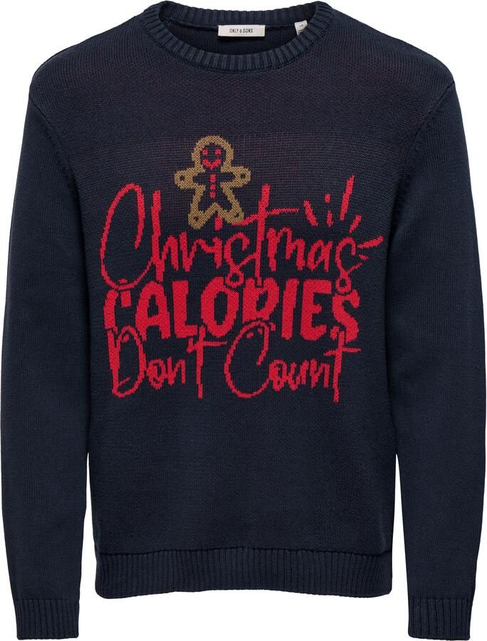 ONLY & SONS Trui met ronde hals ONSX-MAX REG TEXT CREW KNIT