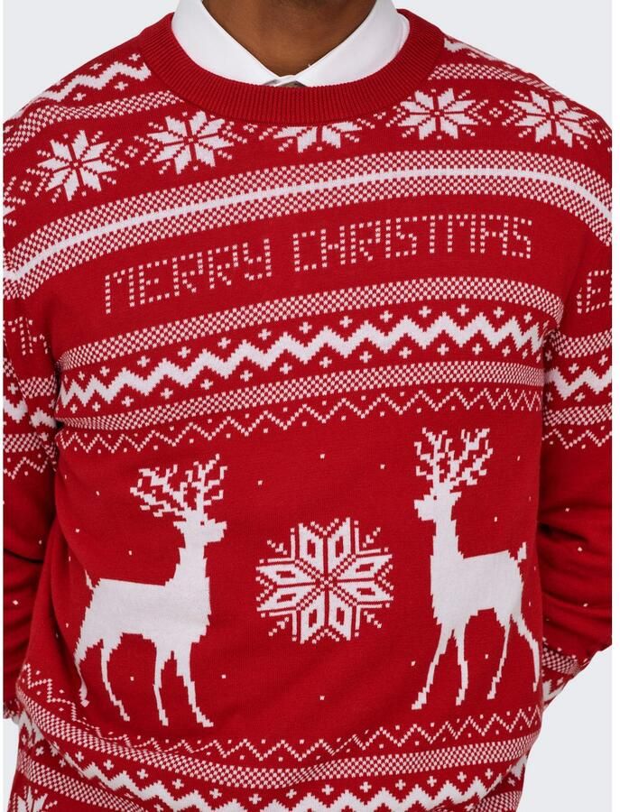ONLY & SONS Trui met ronde hals ONSXMAS REG 5 JAQ CREW KNIT