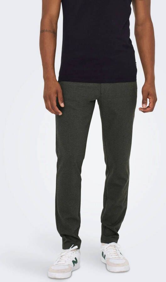 ONLY & SONS gemêleerde tapered fit broek ONSMARK olive night - Foto 3