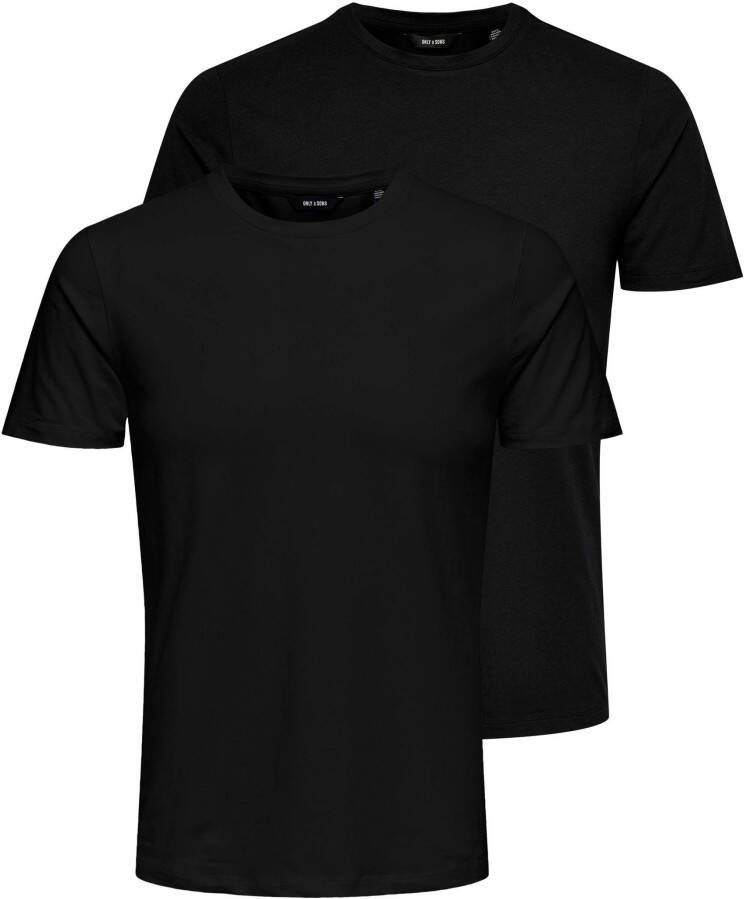 ONLY & SONS T-shirt BASIC LIFE SLIM O-NECK 2-PACK (2-delig Set van 2)