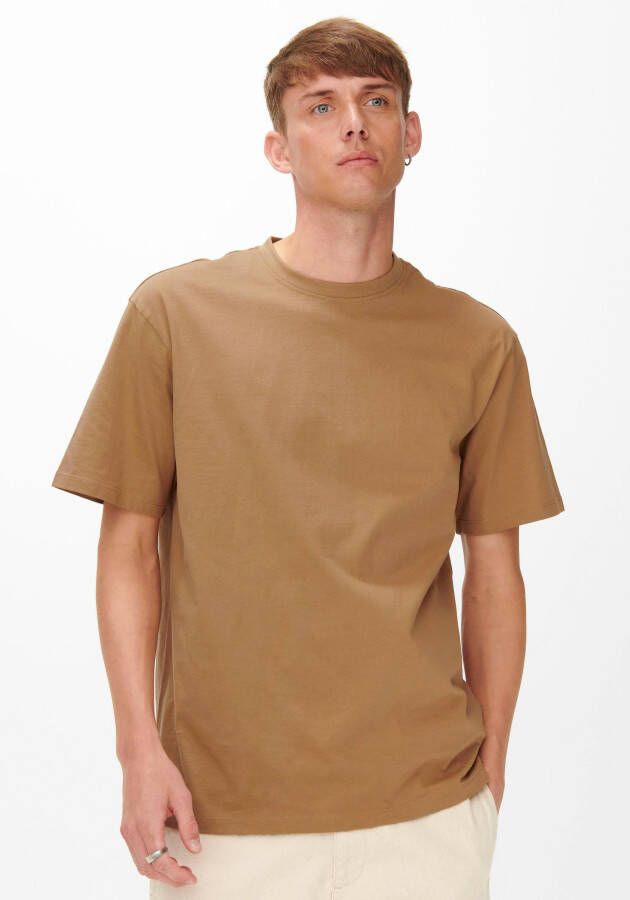 Only & Sons Ontspannen T-shirt met korte mouwen Brown Heren