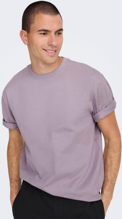 Only & Sons T-shirt met geribde ronde hals model 'FRED'