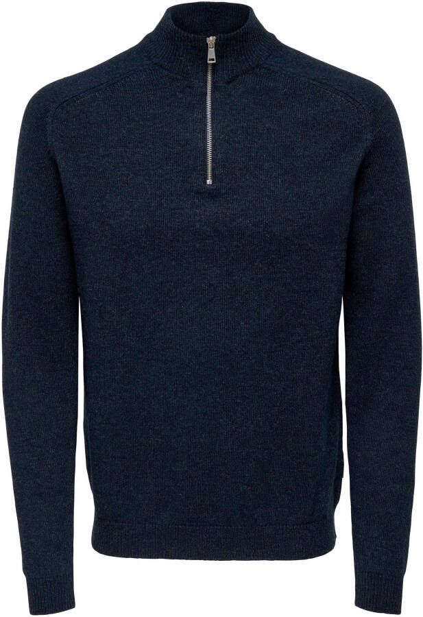 ONLY & SONS wol gebreide trui donkerblauw