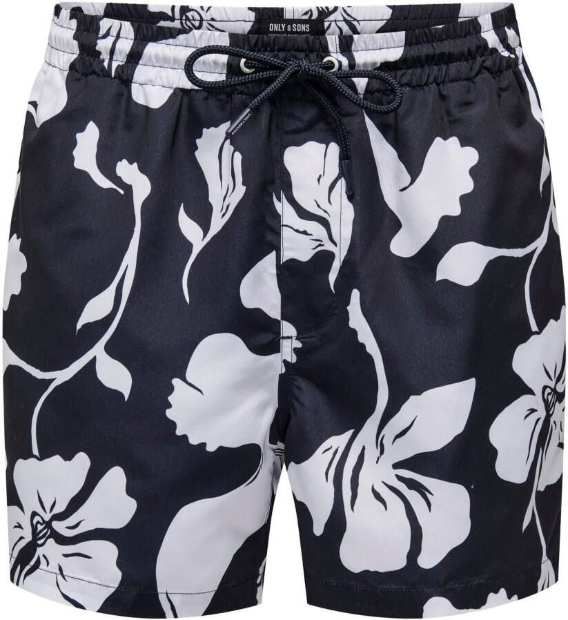 Only & Sons Bloemen zwemshorts met trekkoord en zak Multicolor Heren