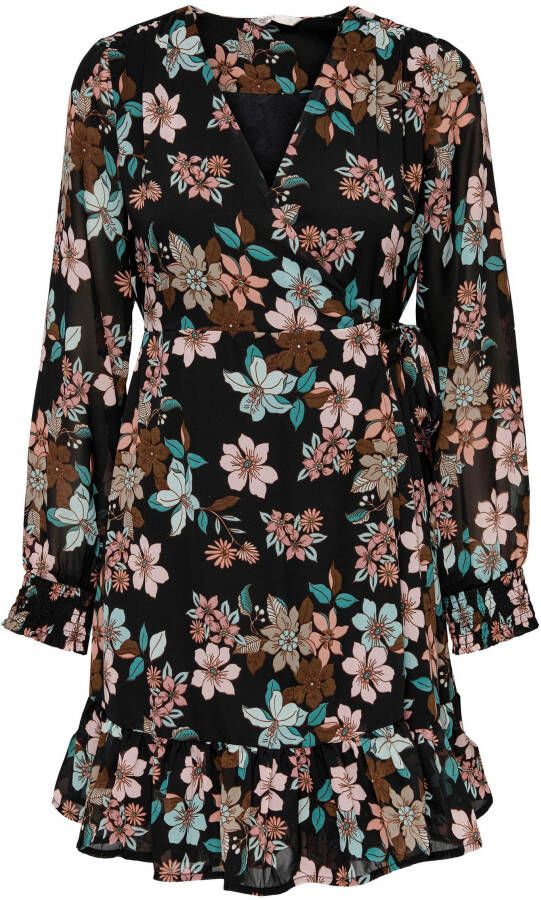 Only Gedessineerde jurk ONLSTAR L S WRAP DRESS PTM