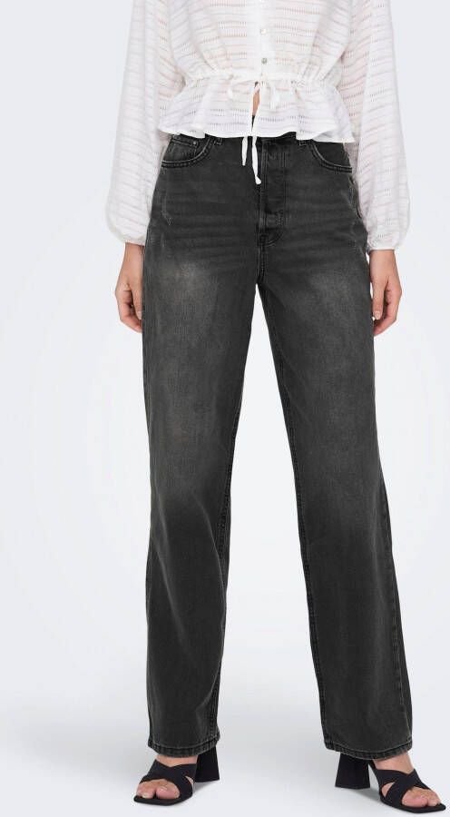 Only Grijze Effen Jeans met Rits en Knoopsluiting Gray Dames - Foto 2
