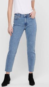 ONLY cropped high waist straight fit jeans ONLEMILY blue light denim