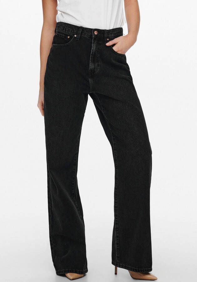 ONLY high waist wide leg jeans ONLHOPE black denim