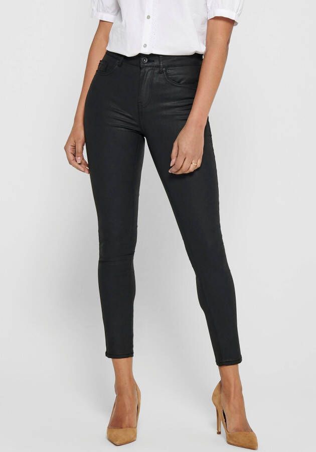 Only hush zwarte coated skinny stretch broek valt kleiner