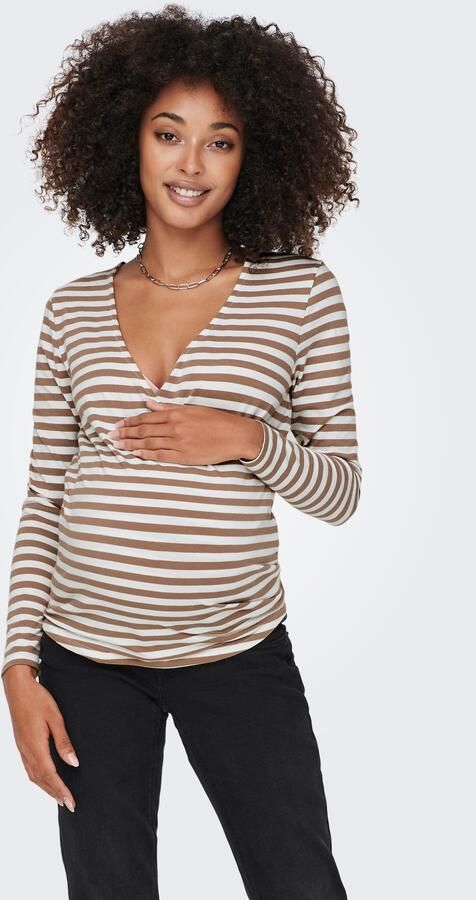 ONLY MATERNITY zwangerschaps- en voedings overslagtop bruin - Foto 7
