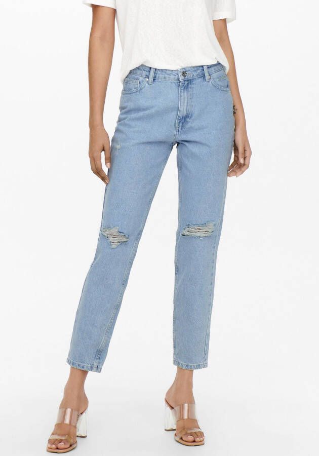 ONLY cropped high waist mom jeans ONLJAGGER light blue denim