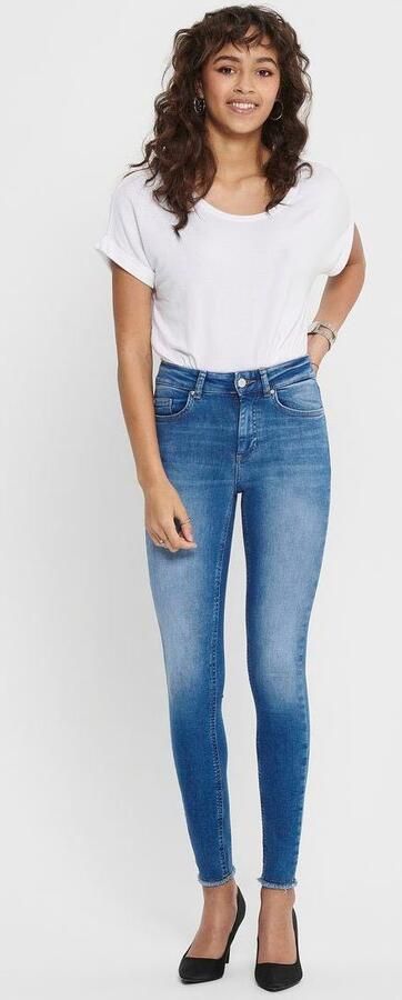 Only Ankle jeans ONLBLUSH – Enkeljeans met open zomen voor moderne looks Schuureffecten modieus skinny fit ronde hals regular fit - Foto 5