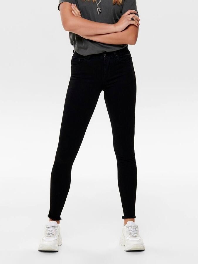 Only Zwarte effen jeans met ritssluiting en knoopsluiting Black Dames - Foto 13