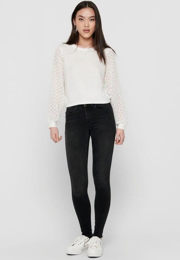Only Zwarte effen damesjeans met ritssluiting en knoopsluiting Black Dames - Foto 4