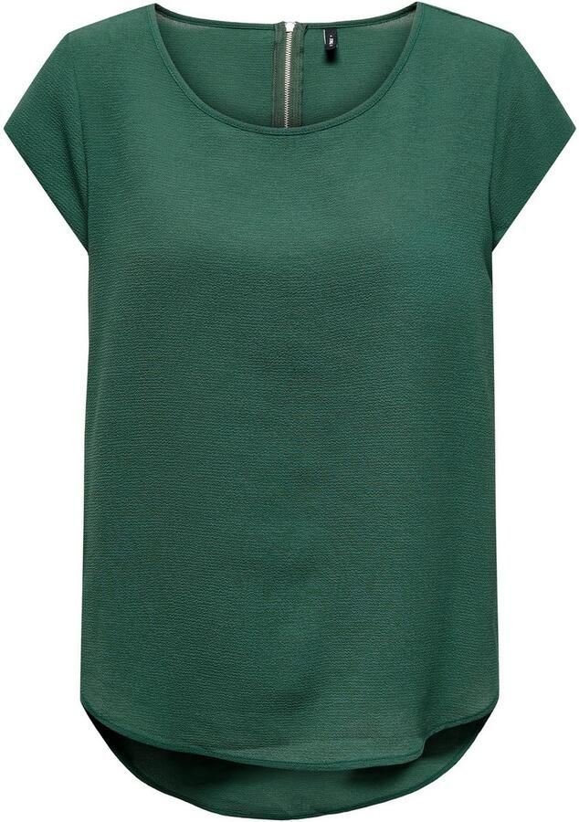Only Blouse met korte mouwen ONLVIC – Vrouwelijke blouseshirt in losse vorm regular fit web kunstvezel ronde hals effen - Foto 5