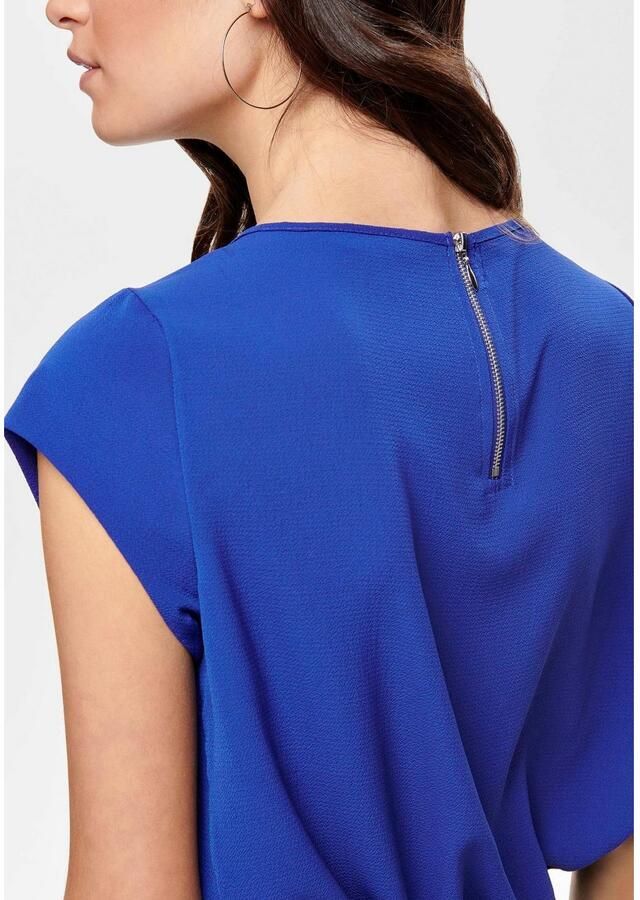 Only Blouse met korte mouwen ONLVIC – Vrouwelijke blouseshirt in losse vorm regular fit web kunstvezel ronde hals effen - Foto 3