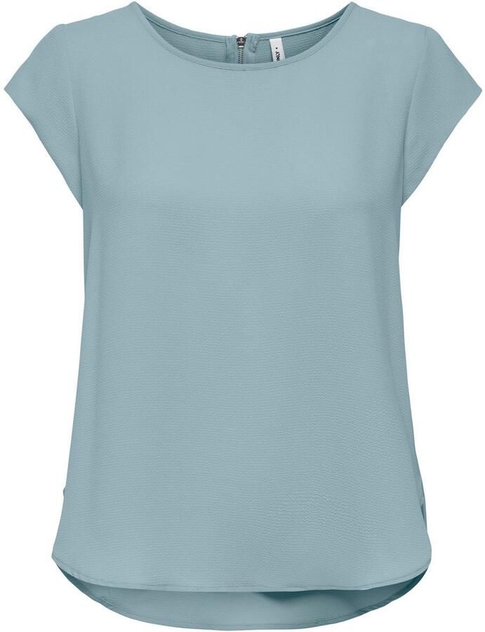 Only Blouse met korte mouwen ONLVIC – Vrouwelijke blouseshirt in losse vorm regular fit web kunstvezel ronde hals effen