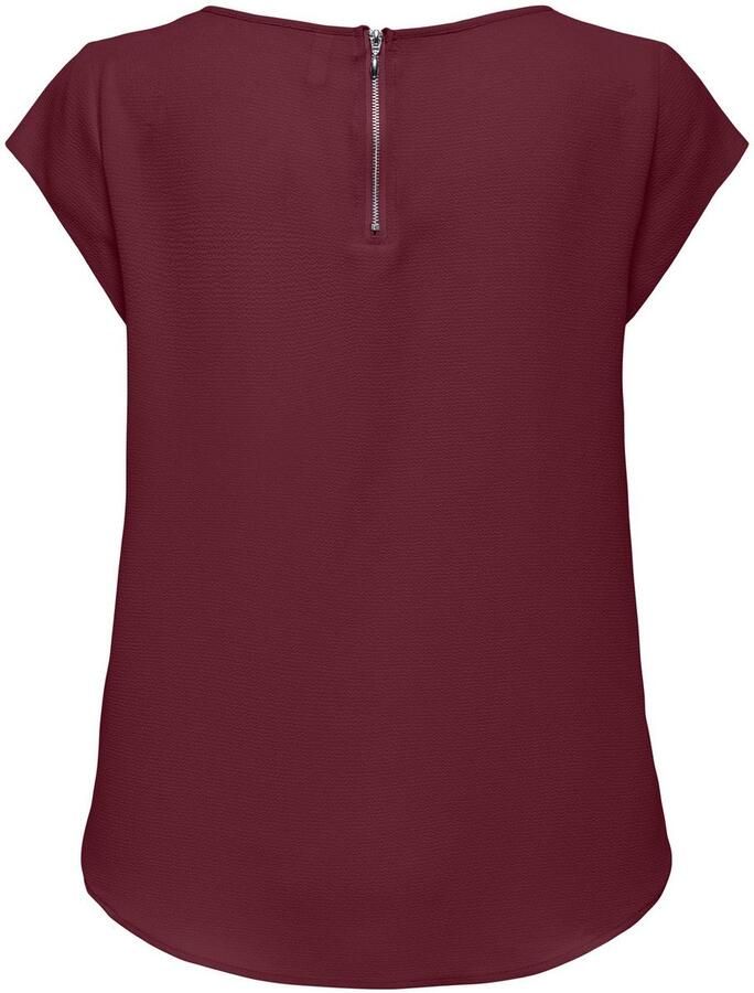 Only Blouse met korte mouwen ONLVIC – Vrouwelijke blouseshirt in losse vorm regular fit web kunstvezel ronde hals effen
