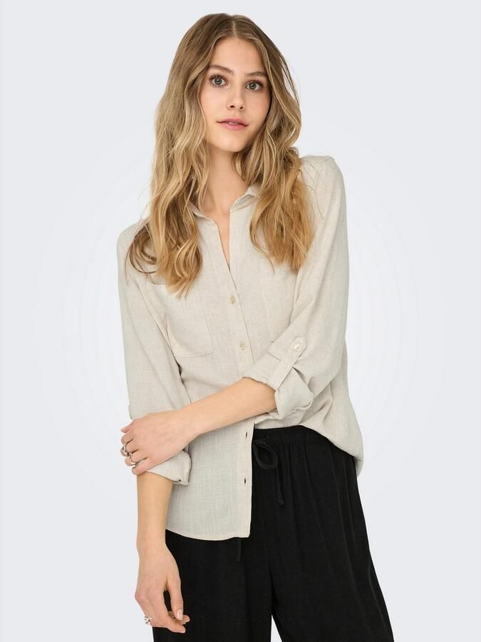 Only Blouse met lange mouwen ASMIN-SIESTA LS LINEN BL SHIRT PNT - Foto 3