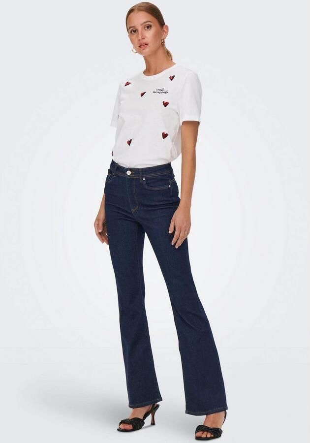 ONLY high waist flared jeans ONLWAUW dark blue denim - Foto 5