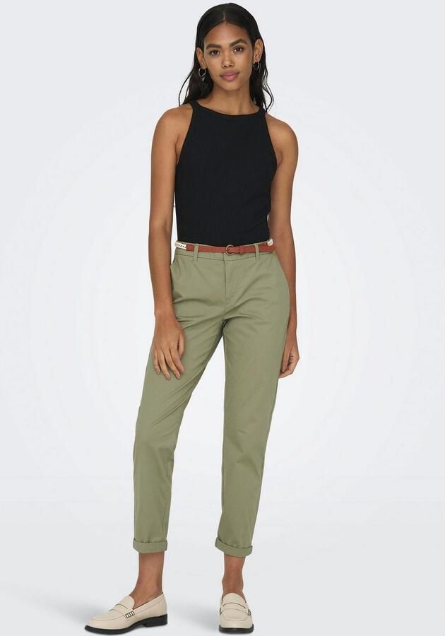 Only Chino ONLBIANA – Chinobroek met riem en omslagzoom - Foto 4