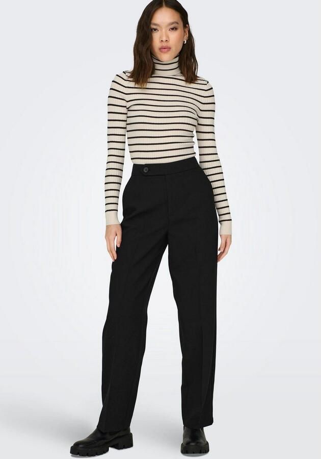 Only Wit Zwart Onlkarol L S Rollneck Pullover Knt Noos Gebreid Beige Dames - Foto 4
