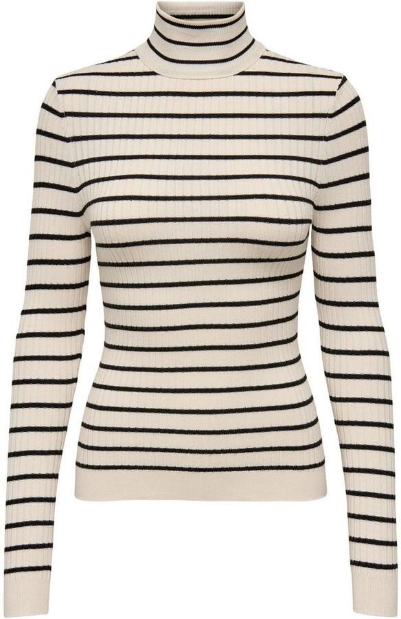 Only Wit Zwart Onlkarol L S Rollneck Pullover Knt Noos Gebreid Beige Dames - Foto 7