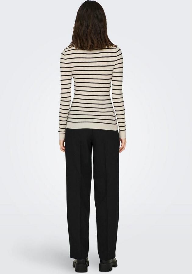 Only Wit Zwart Onlkarol L S Rollneck Pullover Knt Noos Gebreid Beige Dames - Foto 5