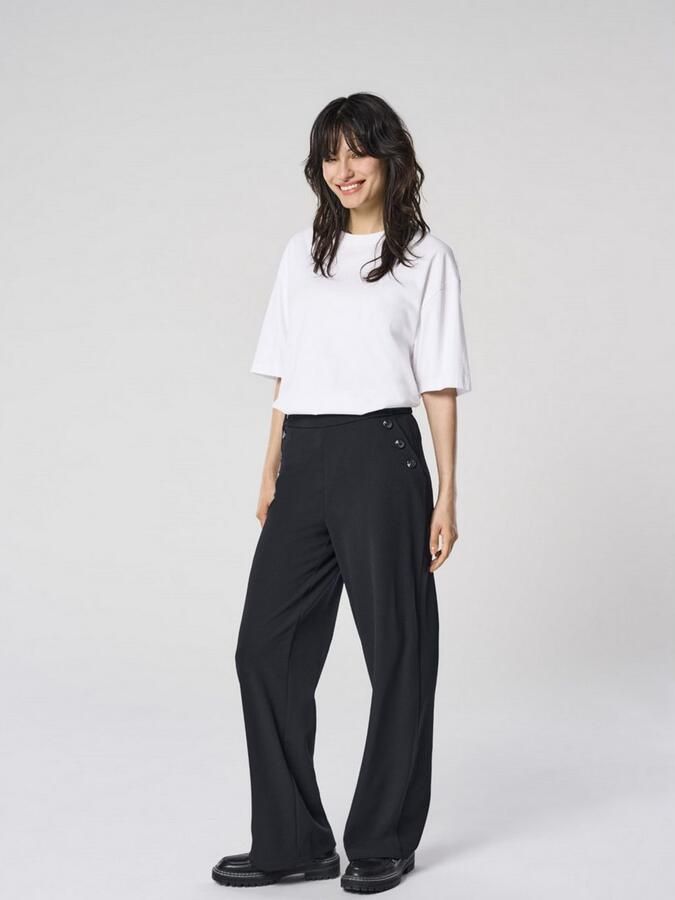 ONLY wide leg regular waist casual broek zwart - Foto 6