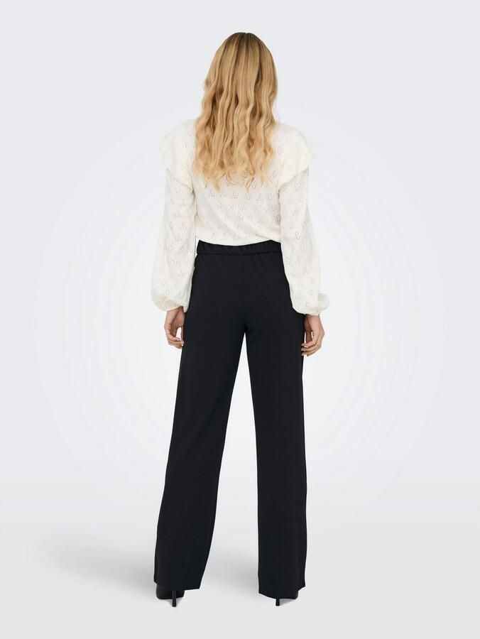 ONLY wide leg regular waist casual broek zwart - Foto 5