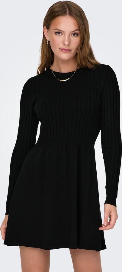 Only Gebreide jurk ONLFIA LS CABLE DRESS KNT getailleerd en met subtiel kabelpatroon in het bovenstuk - Foto 5