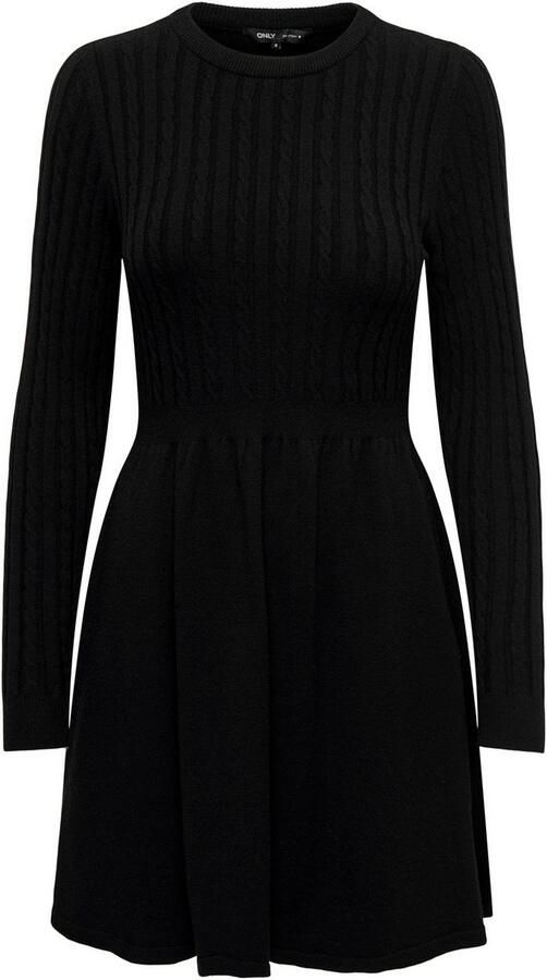 Only Gebreide jurk ONLFIA LS CABLE DRESS KNT getailleerd en met subtiel kabelpatroon in het bovenstuk - Foto 4