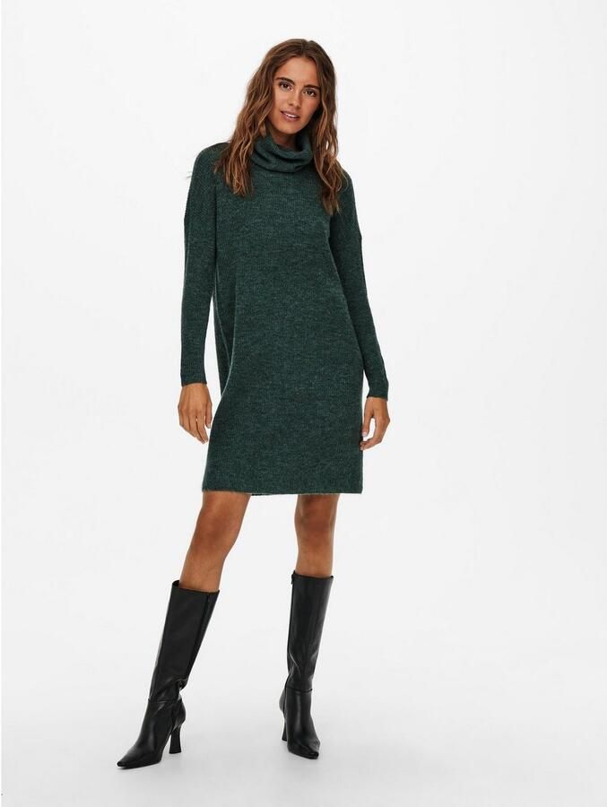 Only Gebreide jurk ONLJANA L S COWLNCK DRESS WOOL KNT NOOS
