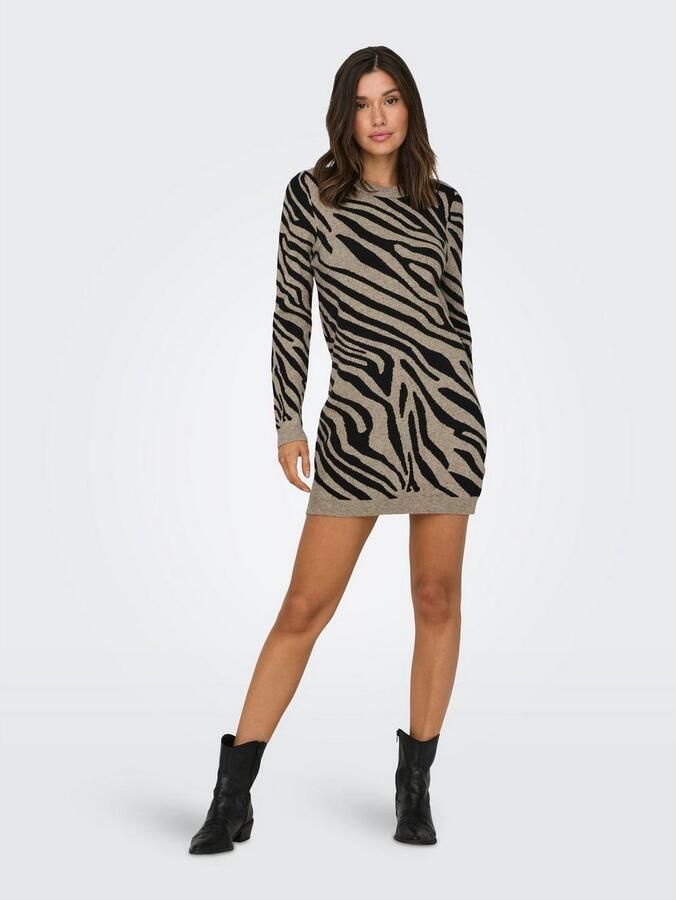 Only Gebreide jurk ONLJENNI LS ANIMAL DRESS EX KNT - Foto 2