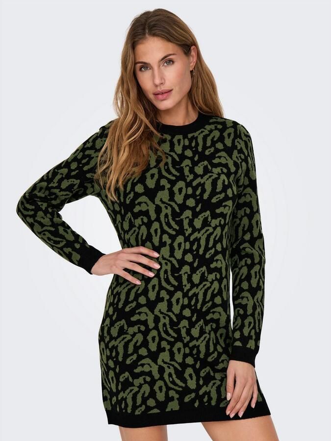 Only Gebreide jurk ONLJENNI LS ANIMAL DRESS EX KNT - Foto 4