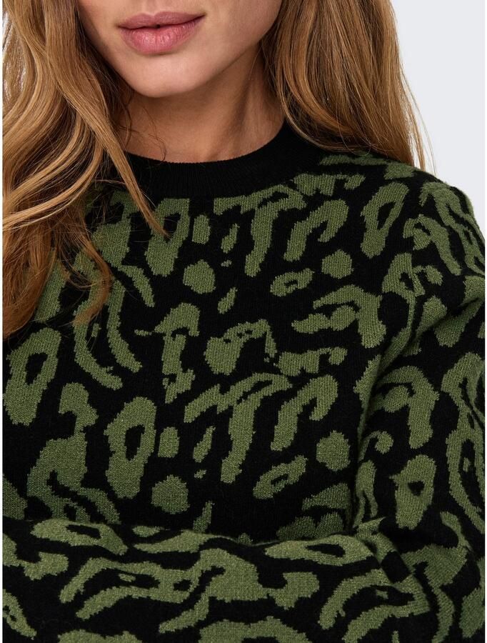 Only Gebreide jurk ONLJENNI LS ANIMAL DRESS EX KNT