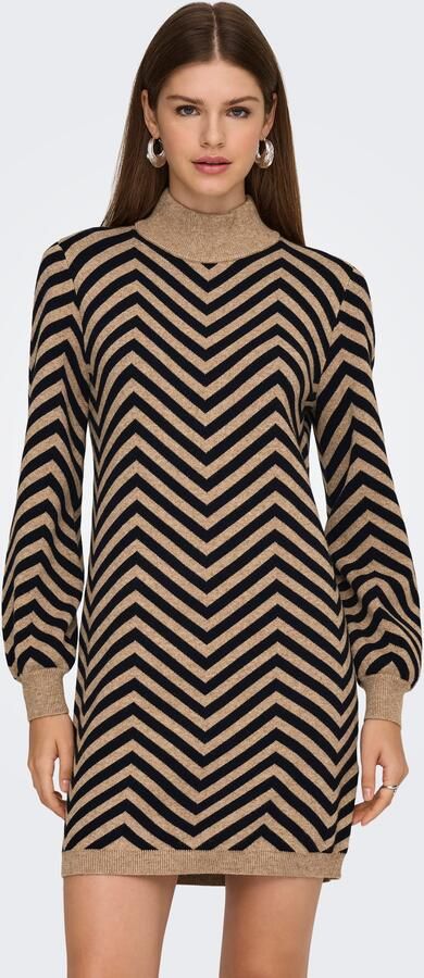 Only Gebreide jurk ONLJULIA LS HIGHNECK PATTERN DRESS KNT - Foto 6