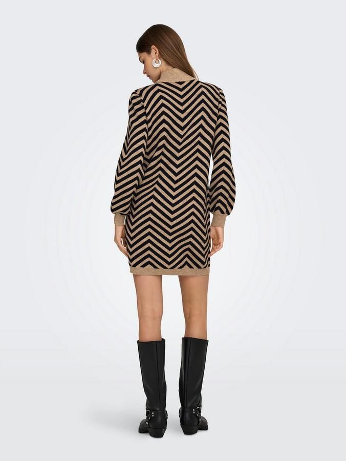 Only Gebreide jurk ONLJULIA LS HIGHNECK PATTERN DRESS KNT - Foto 2