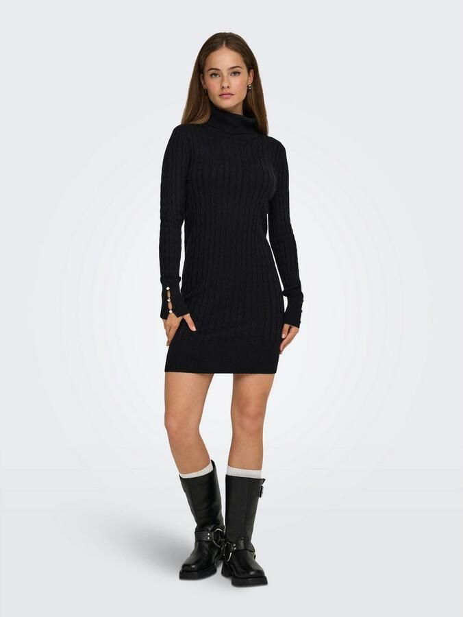 Only Gebreide jurk ONLLOUIS LS ROLLNECK CABLE DRESS AT KNT - Foto 3