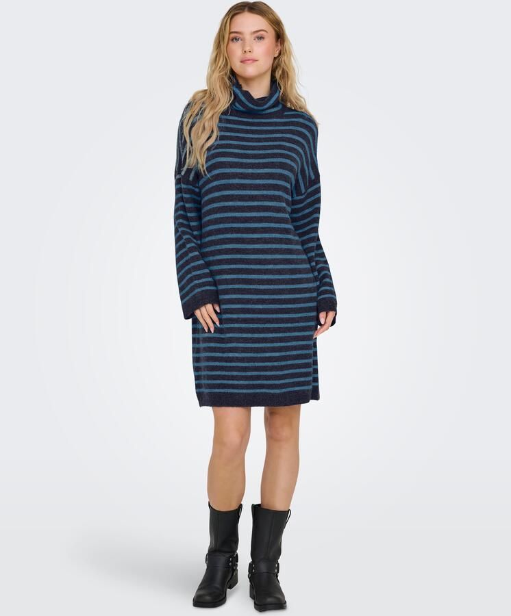 Only Gebreide jurk ONLTALIO LS STRIPE ROLLNECK DRESS BF KNT - Foto 3