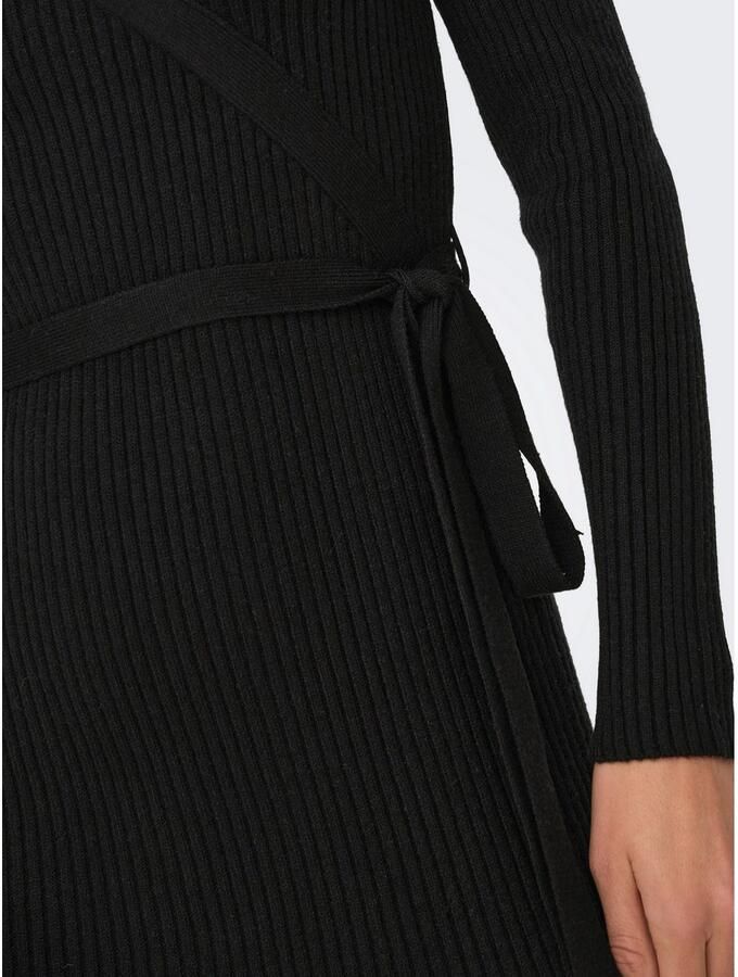 Only Gebreide jurk ONLVENLO L S RIB WRAP DRESS RP KNT