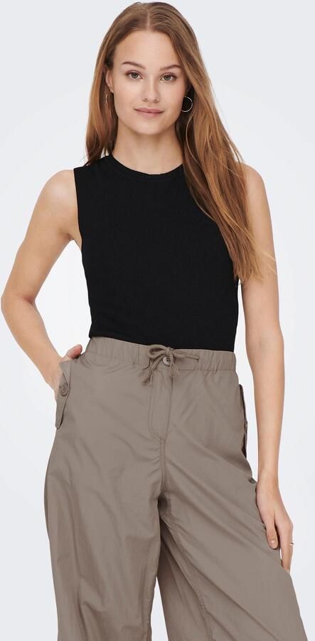 Only Korte top van viscosemix met ronde hals model 'MAJLI' - Foto 5