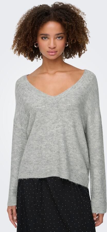 Only Gebreide trui ONLARIZONA LS SEQUINS V-NECK PUL KNT - Foto 6
